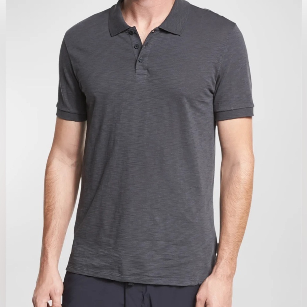 Vince Slub Charcoal Polo Shirt